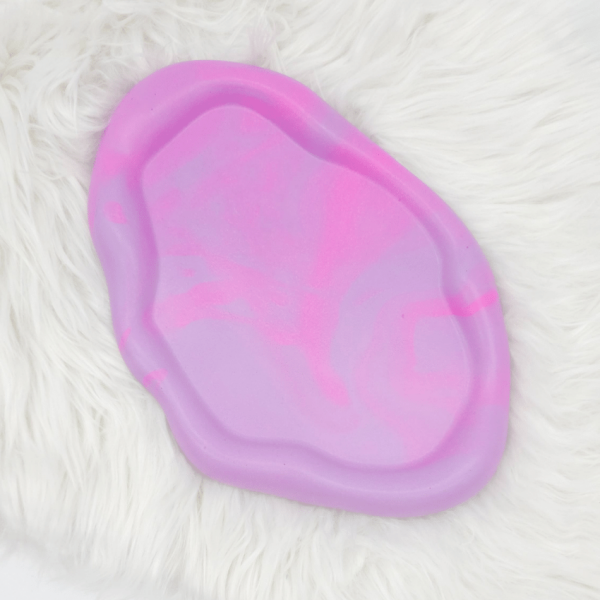 Wolkenteller oval 25cm - flieder / rosa / Marmor Effekt - matt
